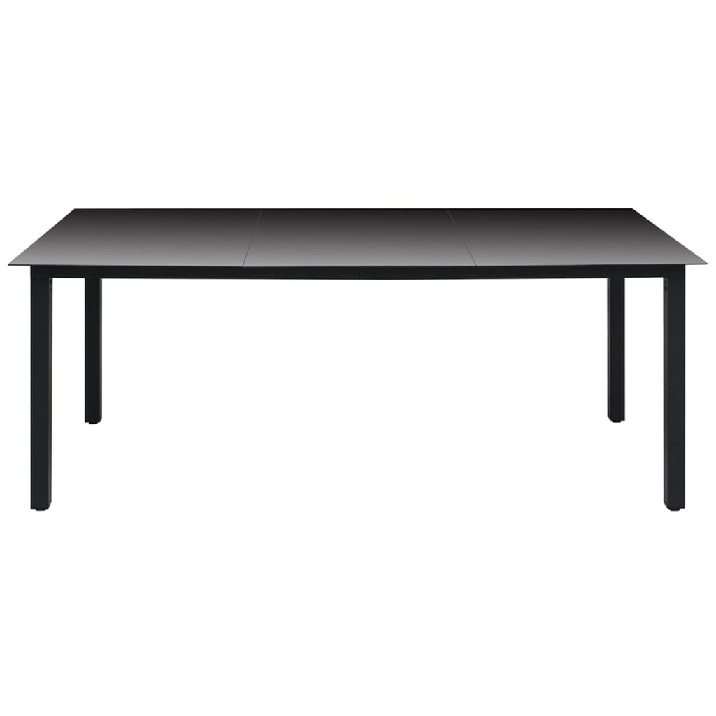 Table de Jardin Noir 190x90x74 cm Aluminium et Verre