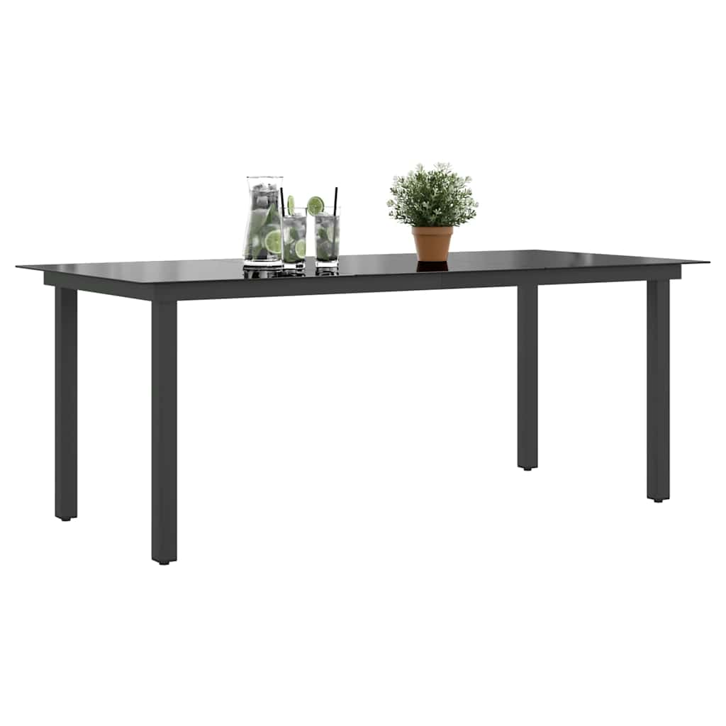 42789 vidaXL Garden Table Black 190x90x74 cm Aluminium and Glass