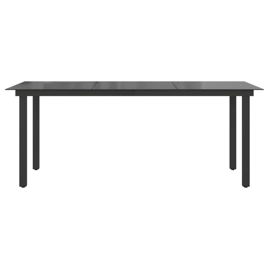 Table de Jardin Noir 190x90x74 cm Aluminium et Verre