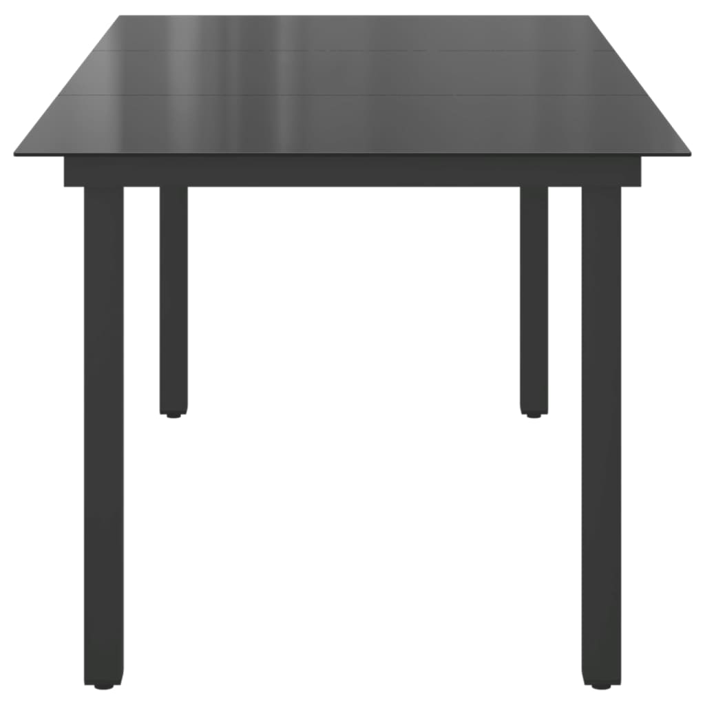 Table de Jardin Noir 190x90x74 cm Aluminium et Verre