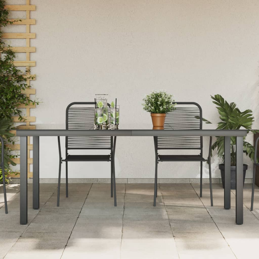 Table de Jardin Noir 190x90x74 cm Aluminium et Verre