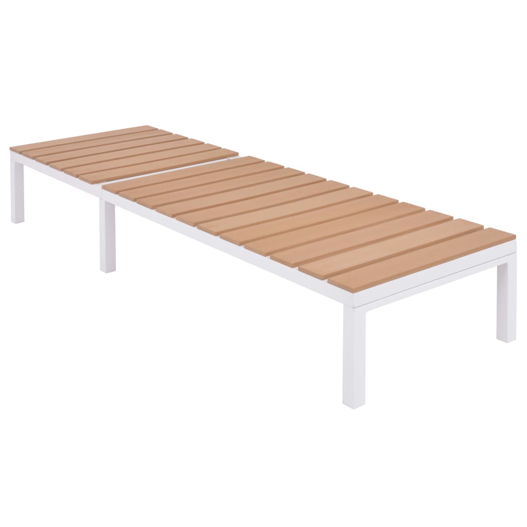 Sunlounger | White and brown | Aluminium and WPC | Standard