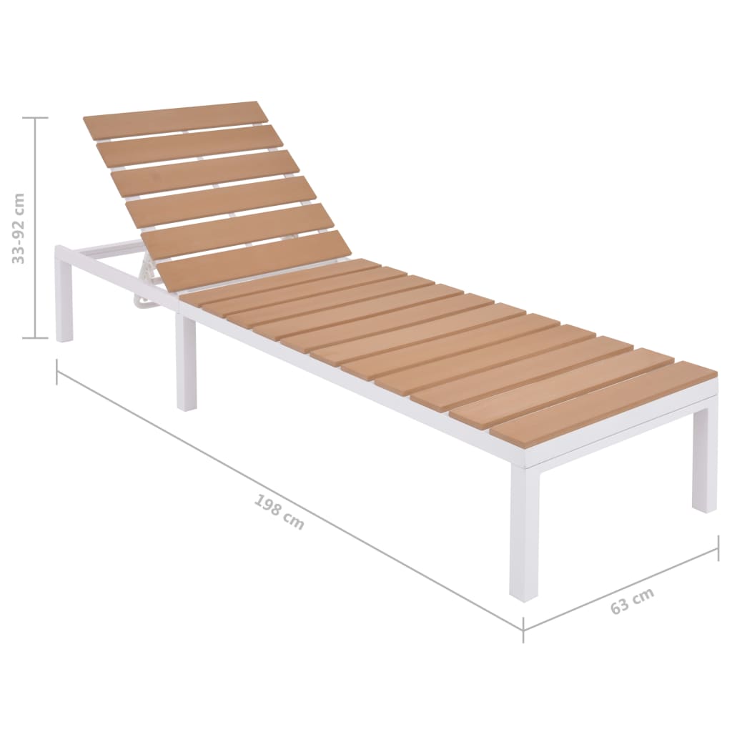 Sunlounger | White and brown | Aluminium and WPC | Standard