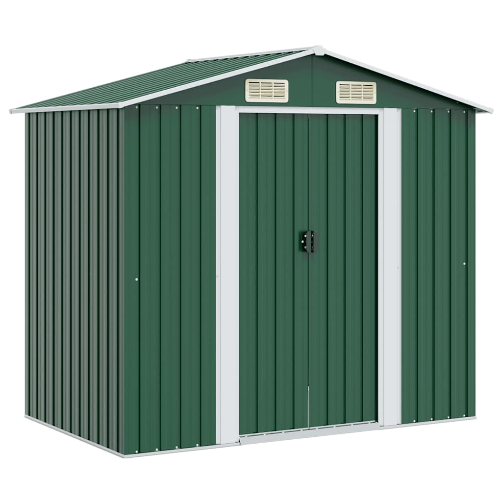 Garden Storage Shed Green Metal 204x132x186 cm