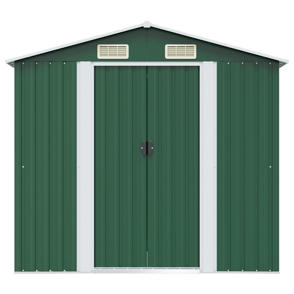 Garden Storage Shed Green Metal 204x132x186 cm