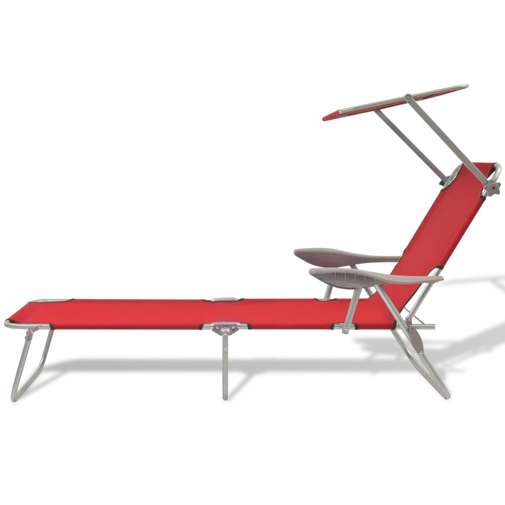 Sunlounger | Red | Powder-coated steel, Polyester fabric | One Size