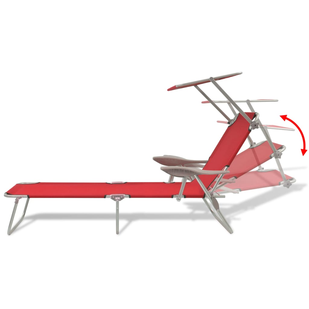 Sunlounger | Red | Powder-coated steel, Polyester fabric | One Size
