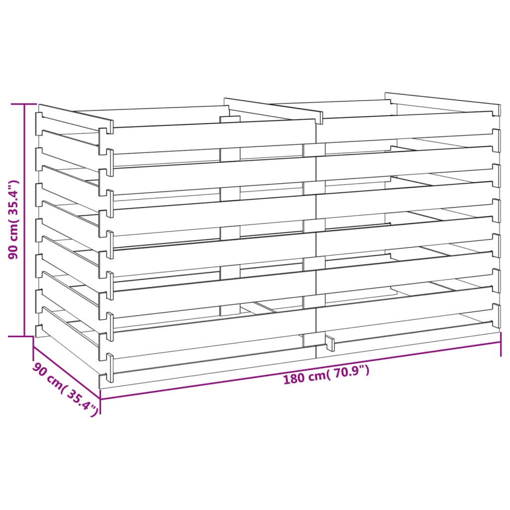 vidaXL Slatted Compost Bin Impregnated Pinewood 160x80x58 cm