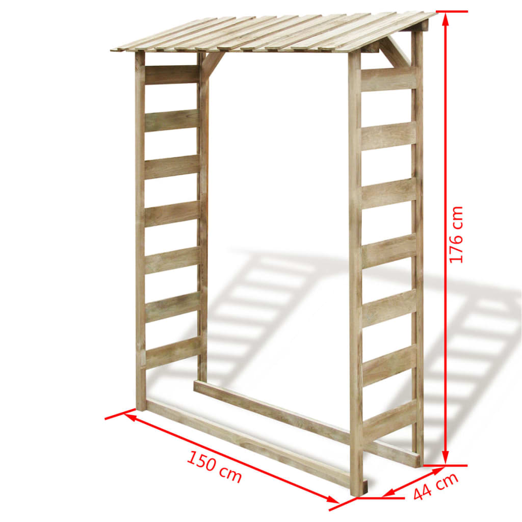 vidaXL Firewood Storage Shed 150x44x176 cm Impregnated Pinewood