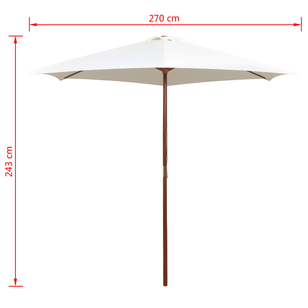 vidaXL Garden Parasol 270x270 cm Wooden Pole Cream White