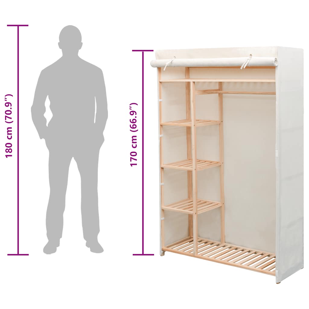Wardrobe Fabric and Pinewood 110x40x170 cm