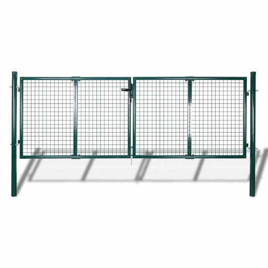 Fence Gate Steel 300x125 cm Green