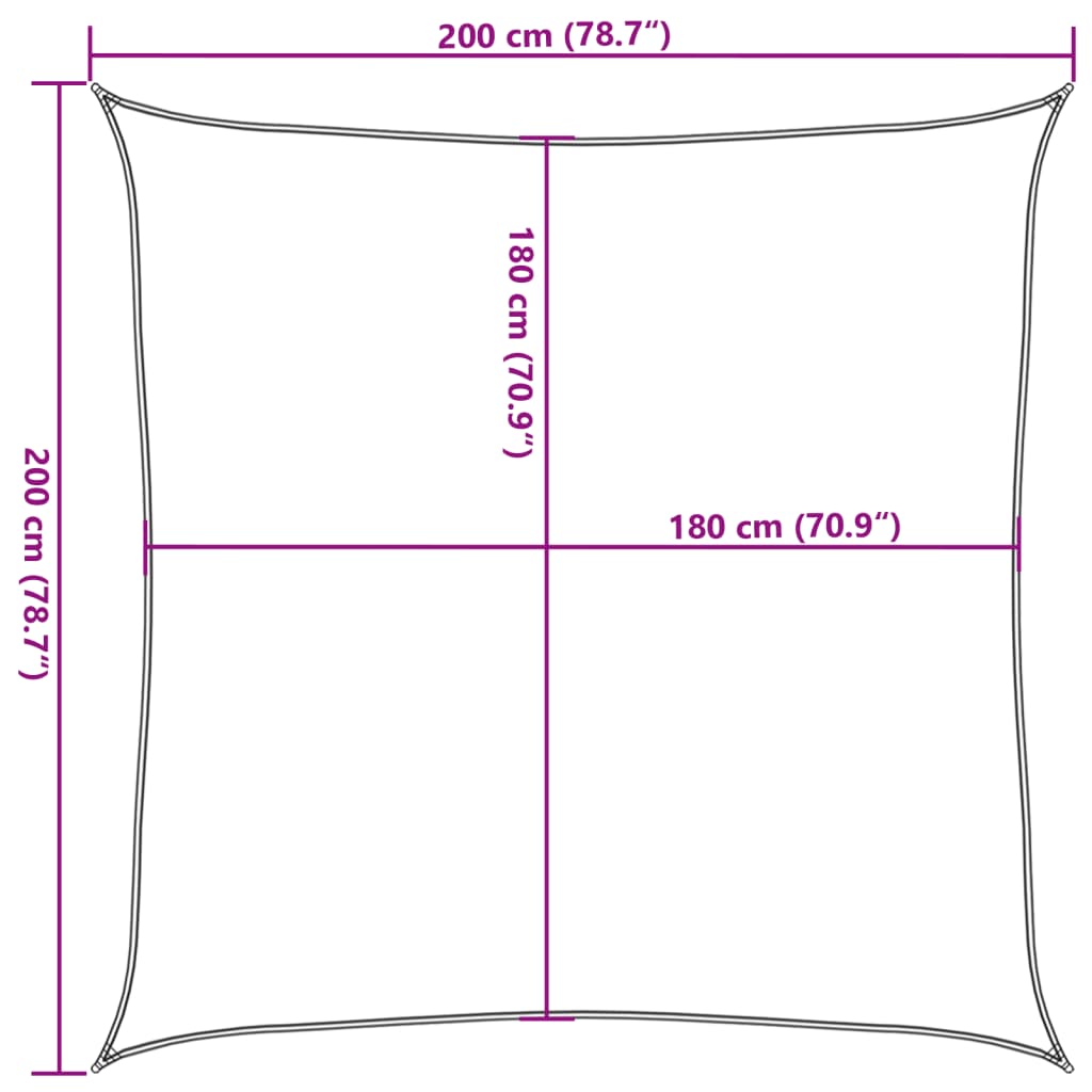 Zonnescherm Zeil HDPE Vierkant 2x2 m Antraciet