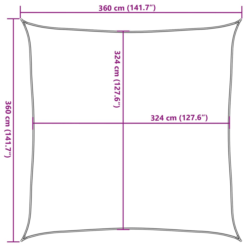 Zonnescherm Zeil HDPE Vierkant 3,6x3,6m Wit