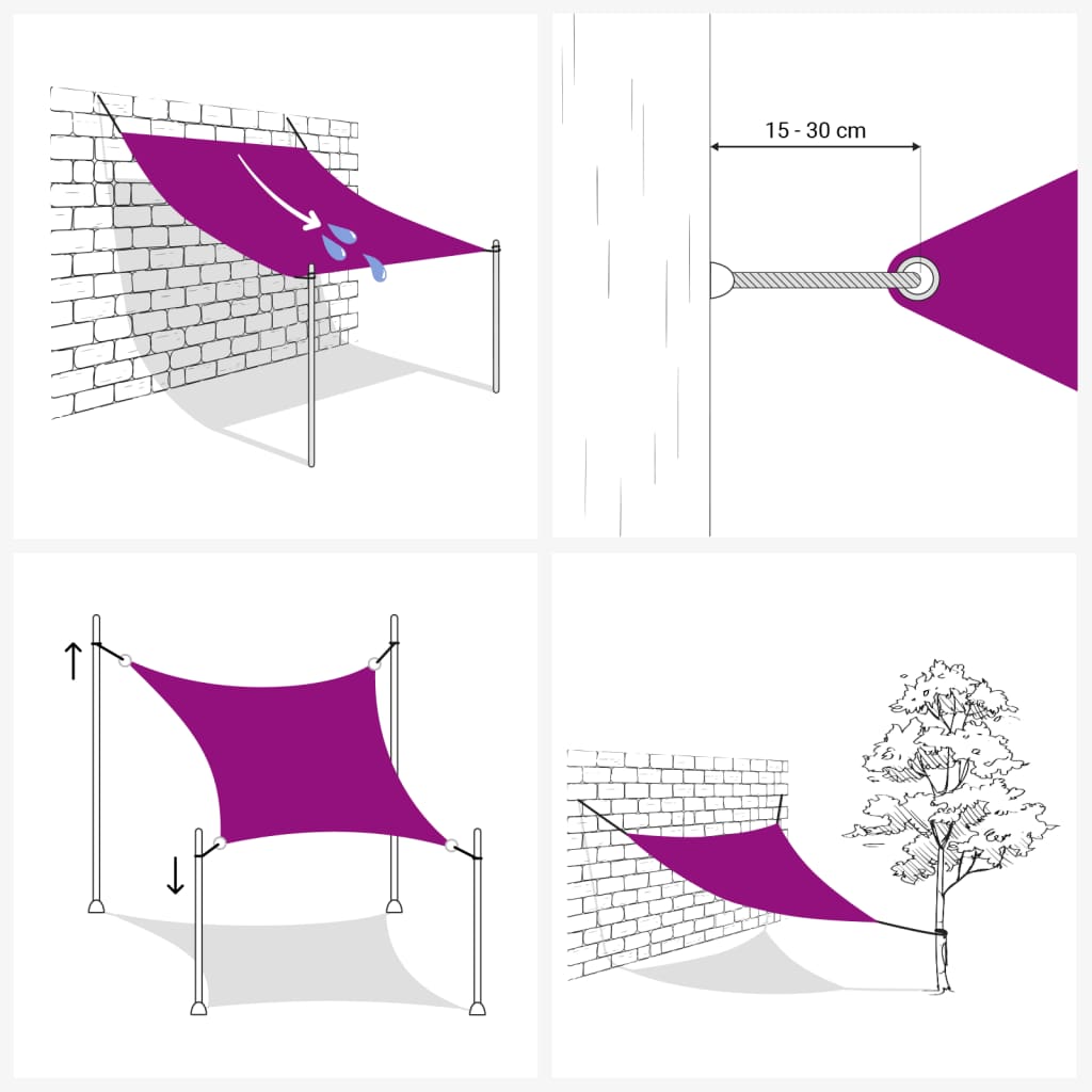 Zonnescherm Zeil Oxford Stof Vierkant 2x2 m Crème