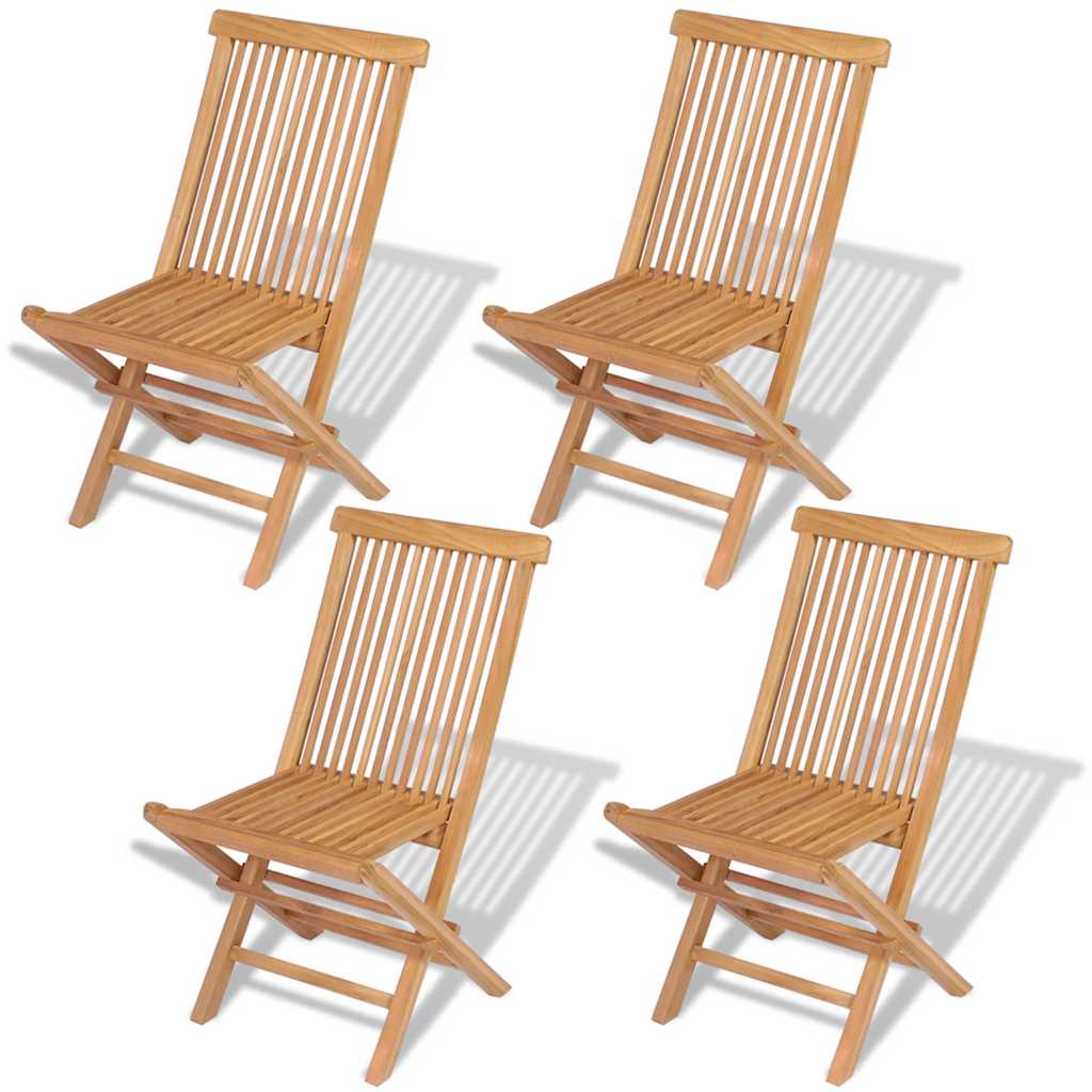Folding Chair | Set of 4 | Natural Teak | Solid Teak Wood | Standard