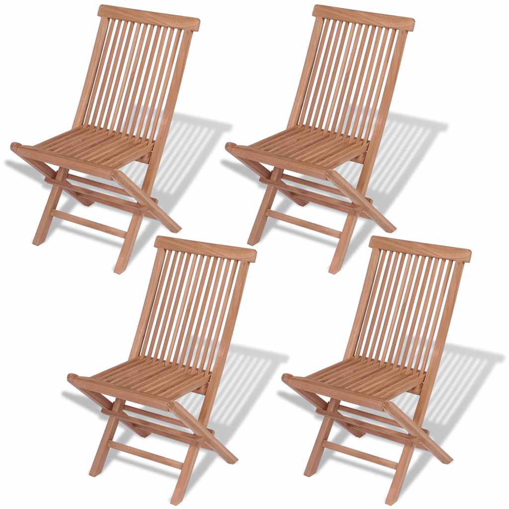 vidaXL Folding Garden Chairs 4 pcs Solid Teak Wood