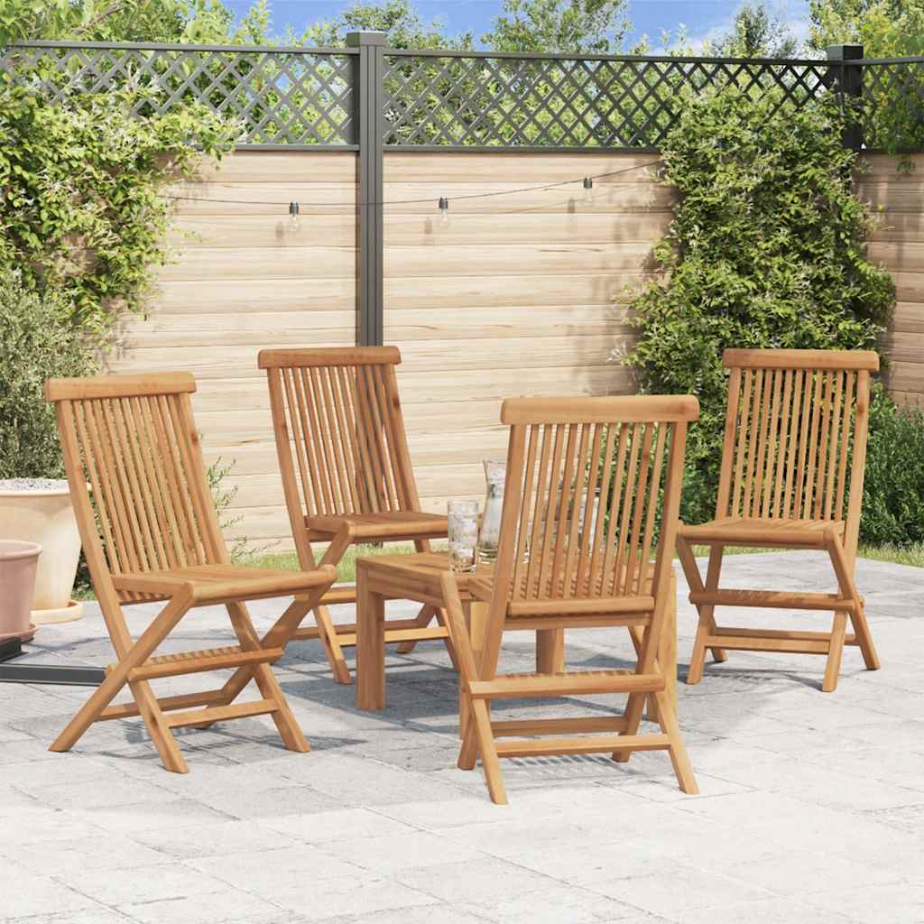 Folding Chair | Set of 4 | Natural Teak | Solid Teak Wood | Standard