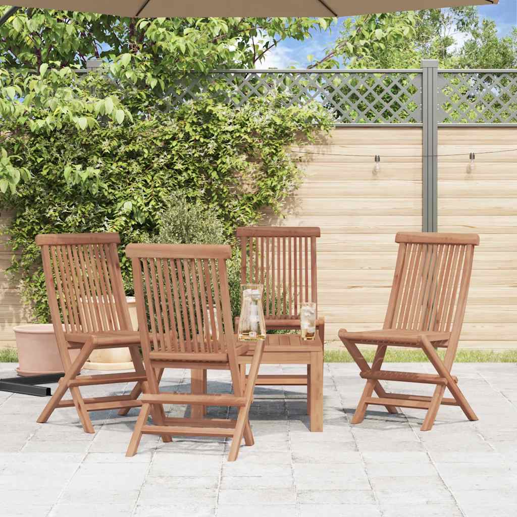 vidaXL Folding Garden Chairs 4 pcs Solid Teak Wood