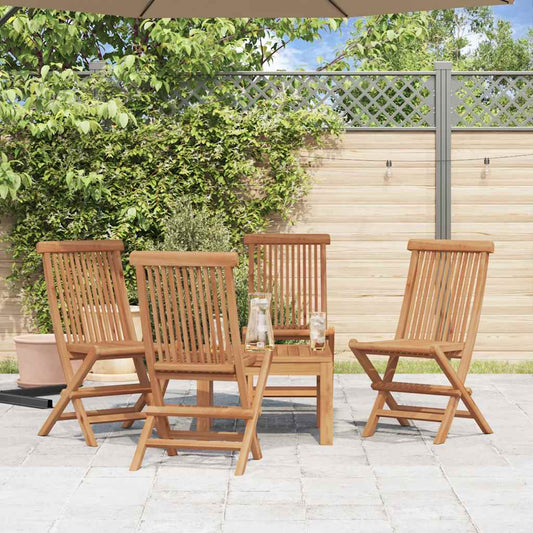 Folding Chair | Set of 4 | Natural Teak | Solid Teak Wood | Standard