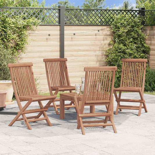 vidaXL Folding Garden Chairs 4 pcs Solid Teak Wood