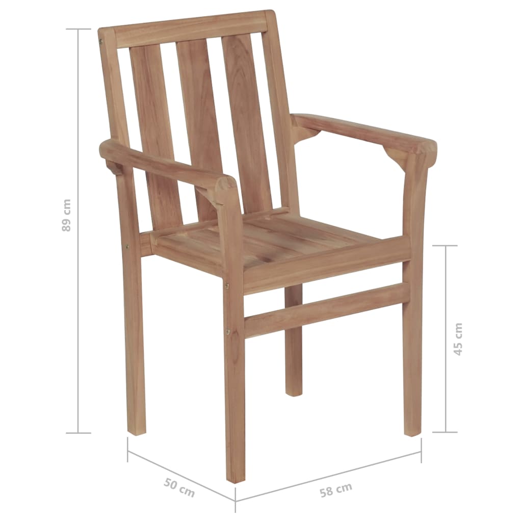 Stackable Chair | Set of 2 | Warm Teak | Teak wood | Standard | Stackable