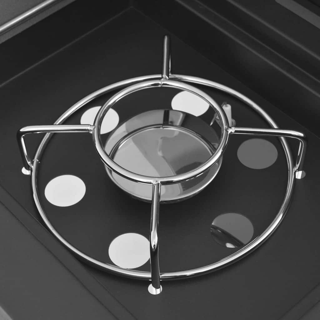 Burner Gas Grill with Wheel Silver Steel with Metal Hose