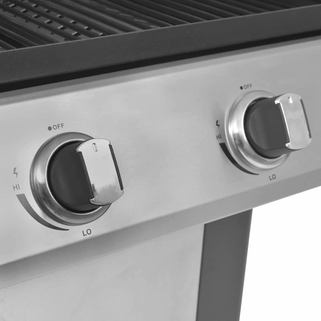 Gas Barbecue Grill with Wheel Silver Steel with Metal Hose