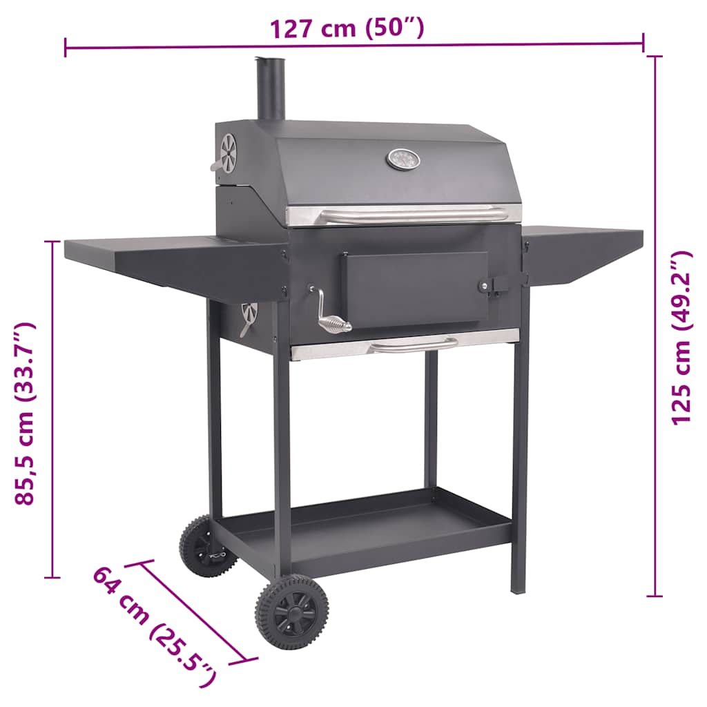 vidaXL BBQ Charcoal Smoker with Bottom Shelf Black