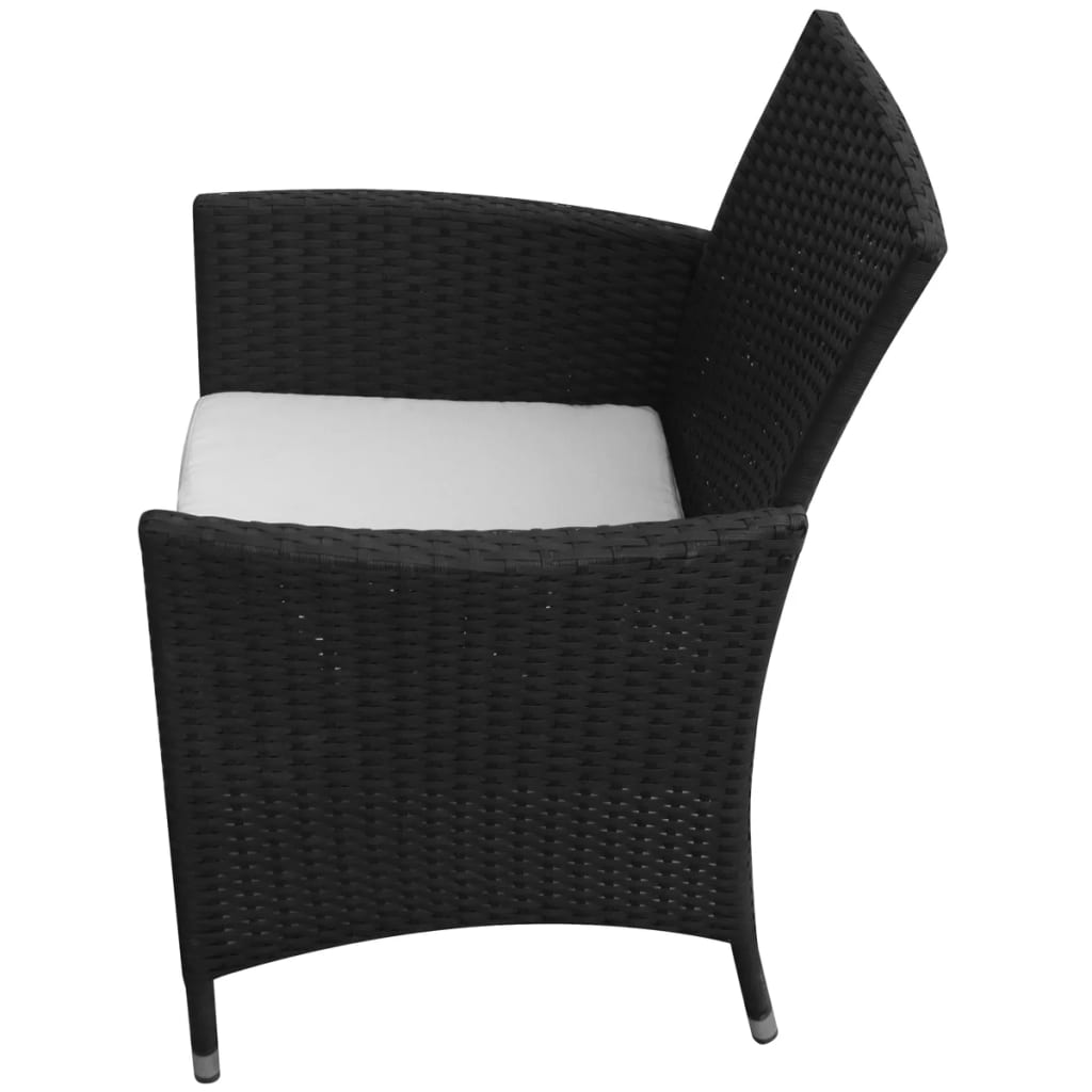 Patio Furniture | Black | Poly Rattan, Steel, Glass | Medium