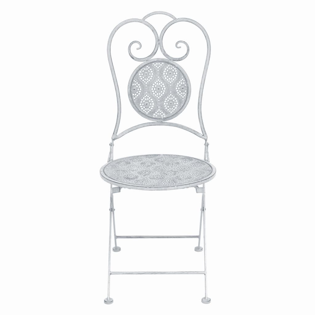 vidaXL 3 Piece Bistro Set Steel Greyish White