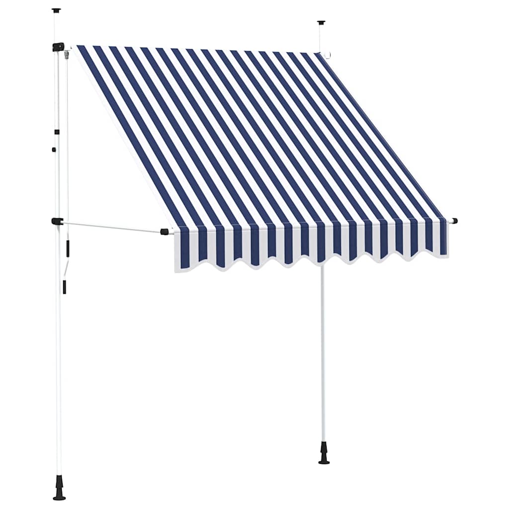 Manual Retractable Awning 200 cm Blue and White Stripes