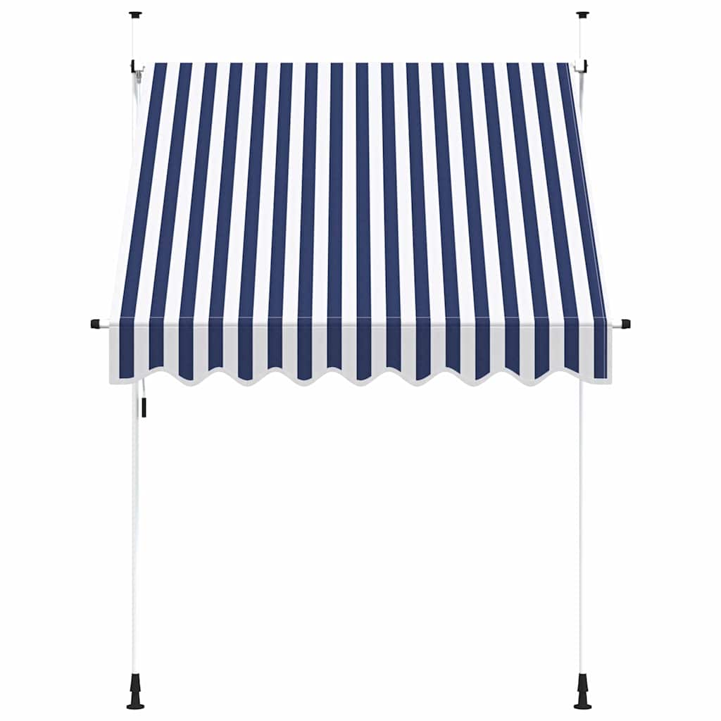 Manual Retractable Awning 200 cm Blue and White Stripes