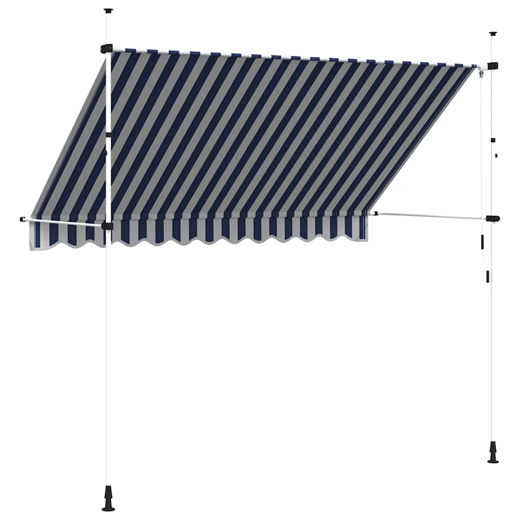 43222 vidaXL Manual Retractable Awning 300 cm Blue and White Stripes