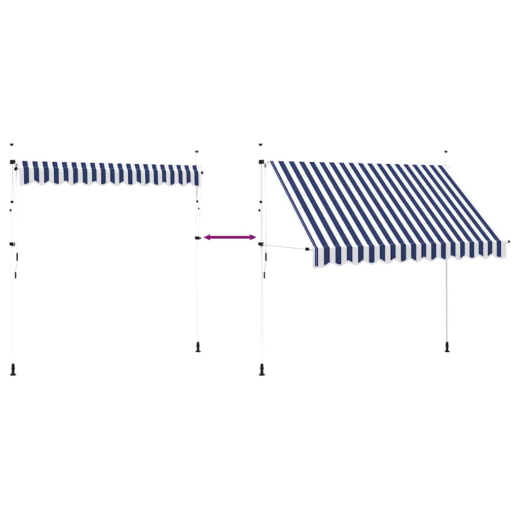 43222 vidaXL Manual Retractable Awning 300 cm Blue and White Stripes
