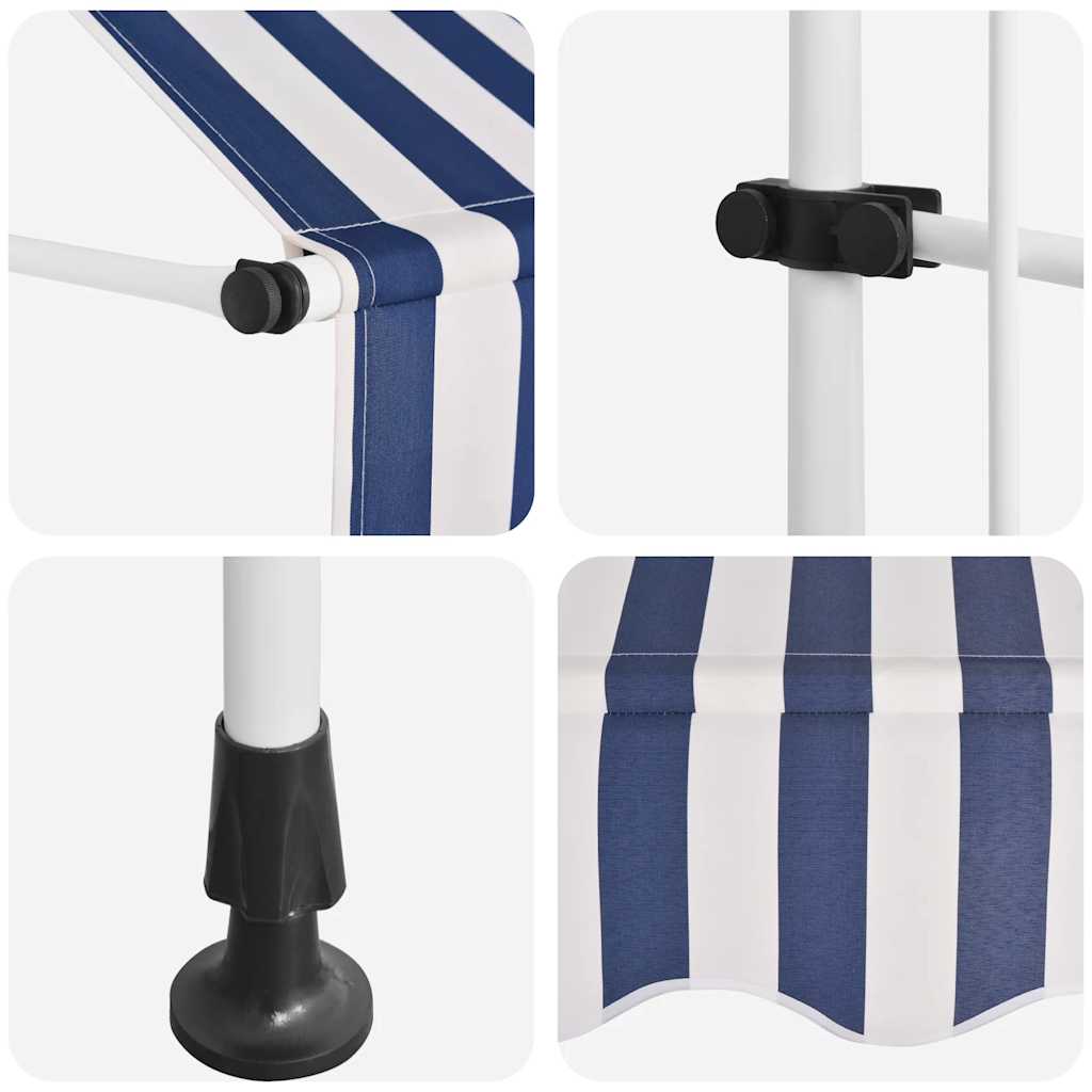43222 vidaXL Manual Retractable Awning 300 cm Blue and White Stripes