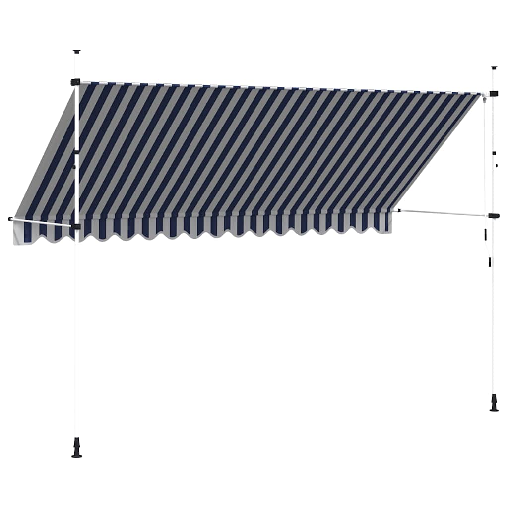 43224 vidaXL Manual Retractable Awning 400 cm Blue and White Stripes