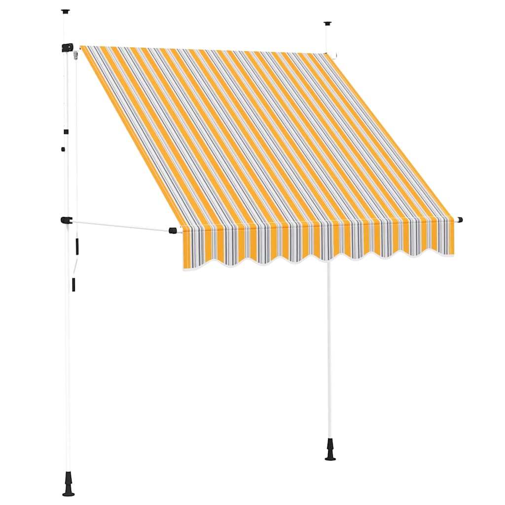 Manual Retractable Awning 200 cm Yellow and Blue Stripes