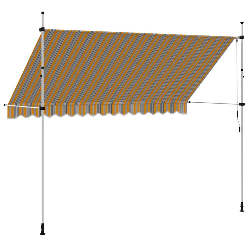 43229 vidaXL Manual Retractable Awning 350 cm Yellow and Blue Stripes