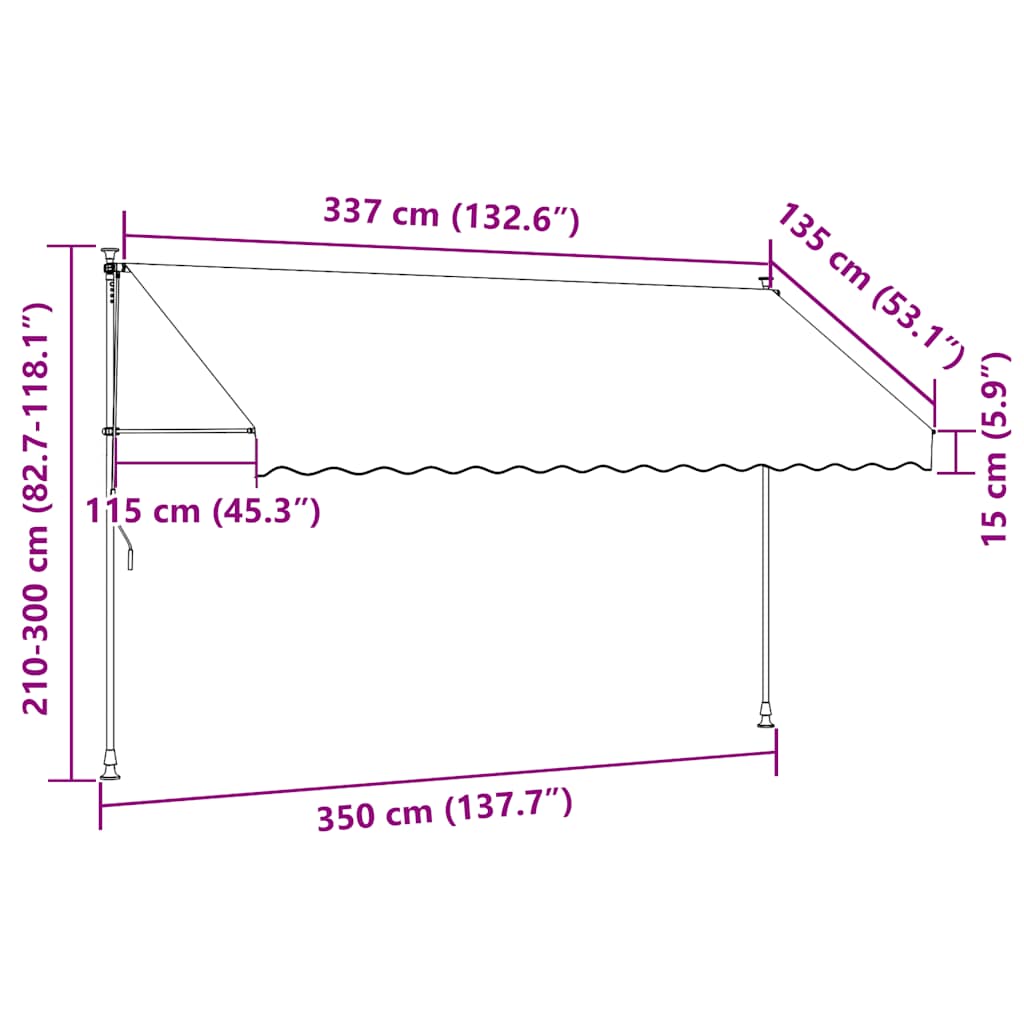 Manual Retractable Awning 350 cm Orange and White Stripes