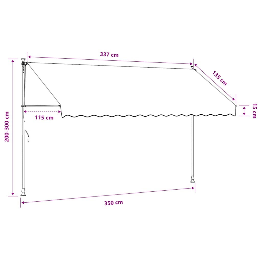 43235 vidaXL Manual Retractable Awning 350 cm Orange and White Stripes