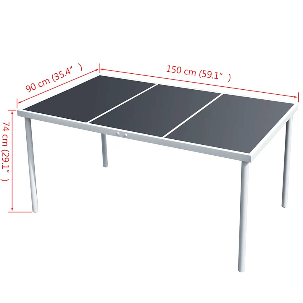 43305 vidaXL Garden Table 150x90x74 cm Black Steel