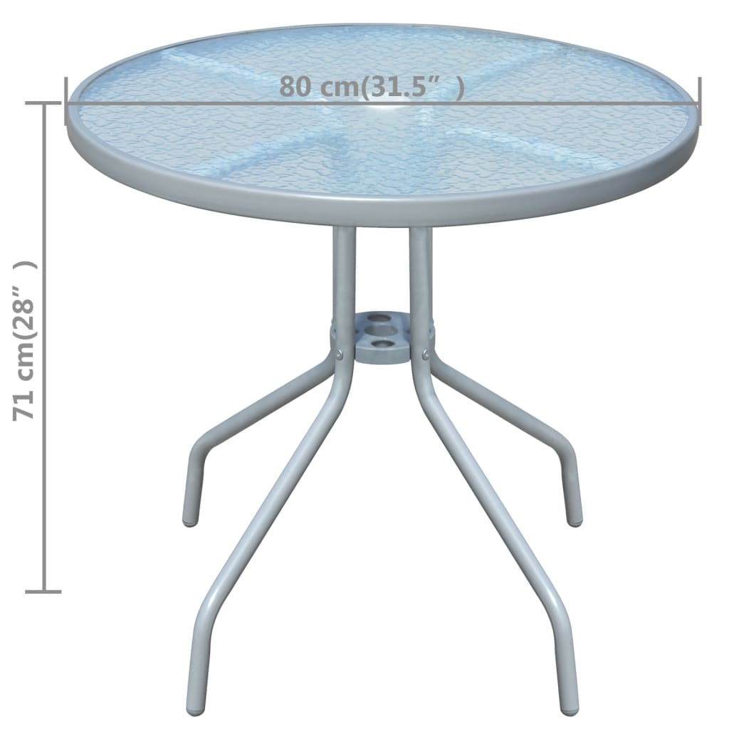 43316 vidaXL Bistro Table Grey 80x71 cm Steel