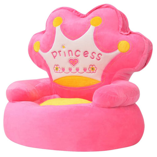 vidaXL Plush Children's Chair Princess Pink