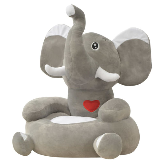 vidaXL Plush Children's Chair Elephant Grey