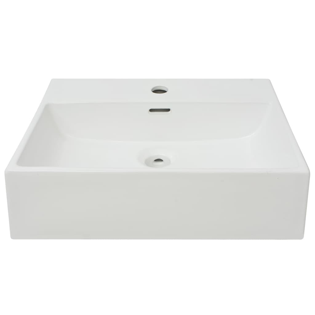 vidaXL Basin with Faucet Hole Ceramic White 51.5x38.5x15 cm