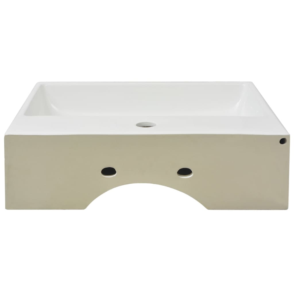 vidaXL Basin with Faucet Hole Ceramic White 51.5x38.5x15 cm