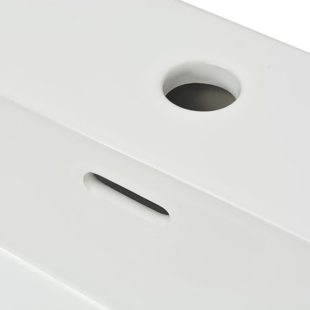 vidaXL Basin with Faucet Hole Ceramic White 51.5x38.5x15 cm