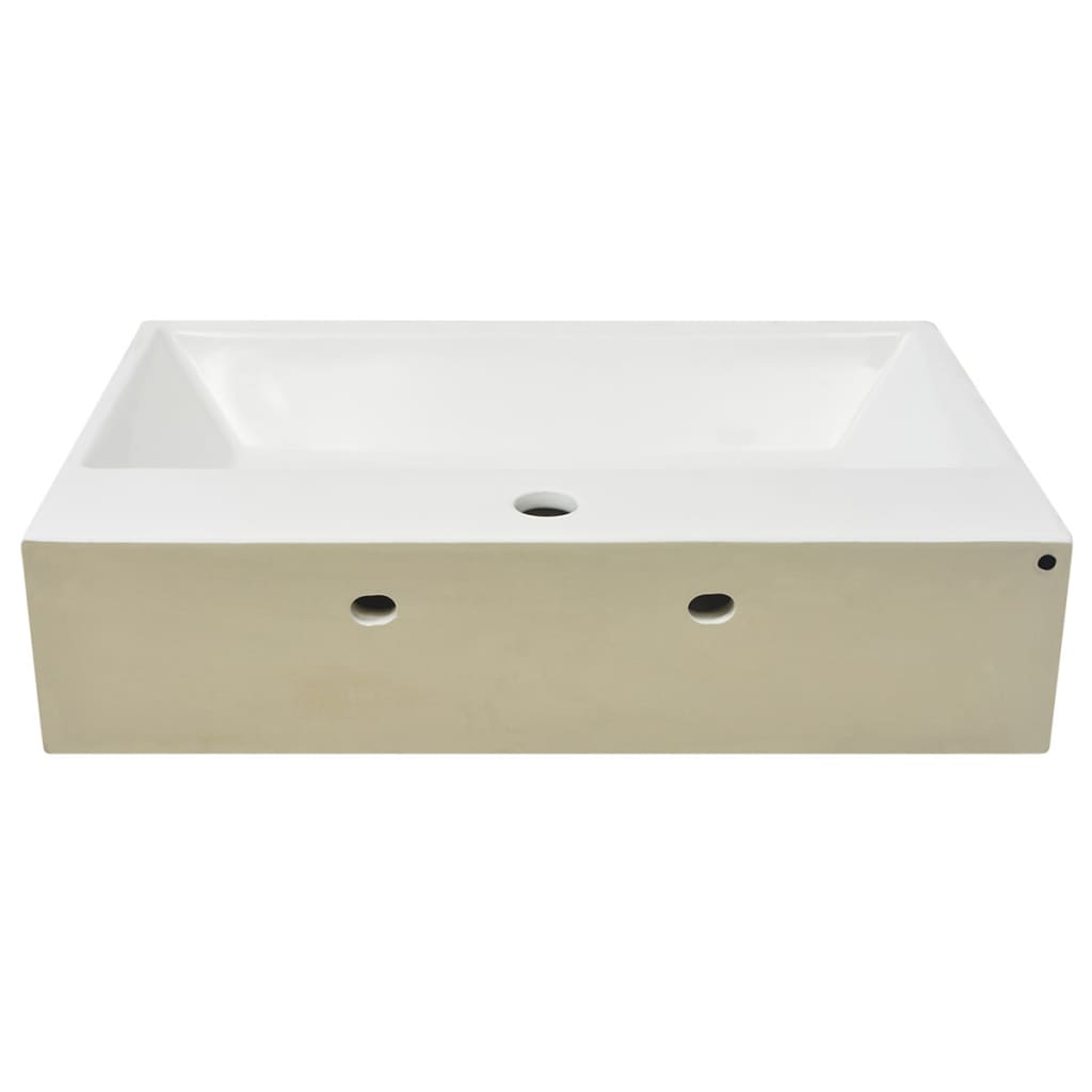 vidaXL Basin with Faucet Hole Ceramic White 60.5x42.5x14.5 cm