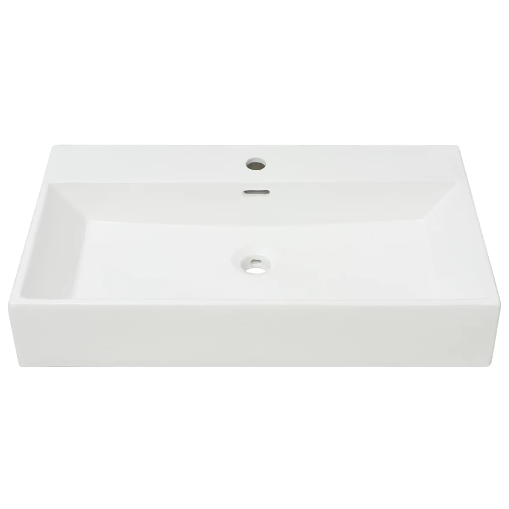 vidaXL Basin with Faucet Hole Ceramic White 76x42.5x14.5 cm